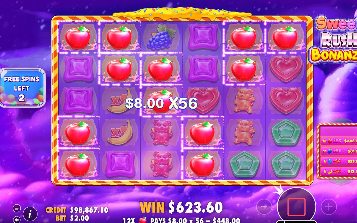 Free Spins round running on the 6x5 grid